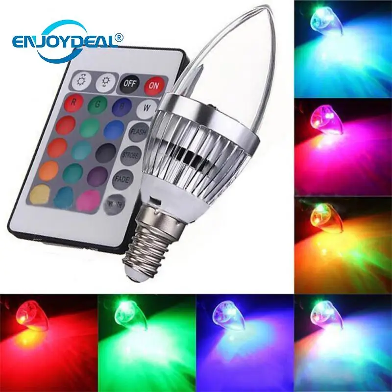 

Brand New E14 3W RGB 16Color Changing Dimmable LED Candle Light Lamp Bulb W/Controller For Architectural Lighting Club Hotel