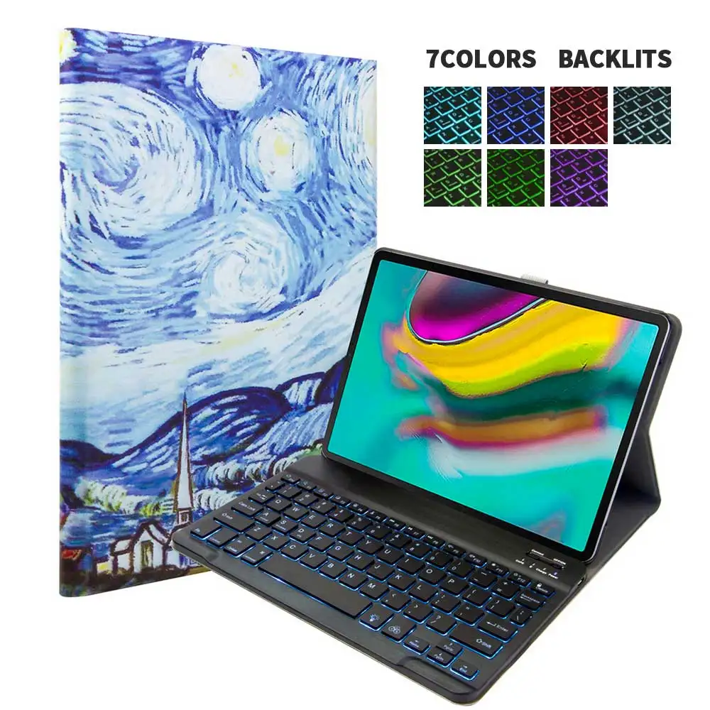 Подсветка беспроводная клавиатура-чехол для Samsung Galaxy Tab S5e 10,5 SM T720 T725 чехол для клавиатуры кожаный чехол-подставка - Цвет: N1
