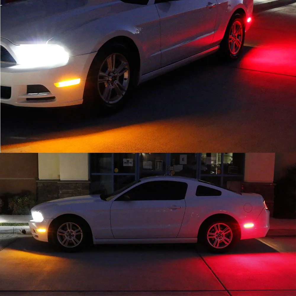 For Car Mustang LED Amber/Red Full Side Marker Lights 2010-2014 Ford front &amp Rear sidemarker lamps 12V Clear Len | Автомобили и