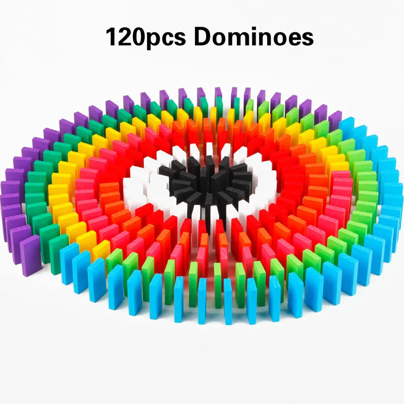 120pcs dominoes Деревянные цветные домино аксессуары для настольной игры Пазлы игрушки домино блоки интерактивные игры игрушки для детей - Цвет: 120pcs dominoes