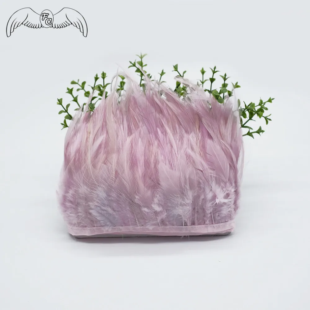 rought pink 10 ярдов 8-15 см натуральный Hackle куриное перо отделка петух перо лента бахрома для платья/юбки/ремесла DIY аксессуары - Цвет: rought pink