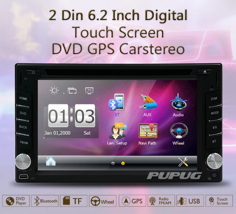 Двойной DIN 6 2 дюйма в тире Автомобильный dvd плеер автомобильный Стайлинг gps трекер