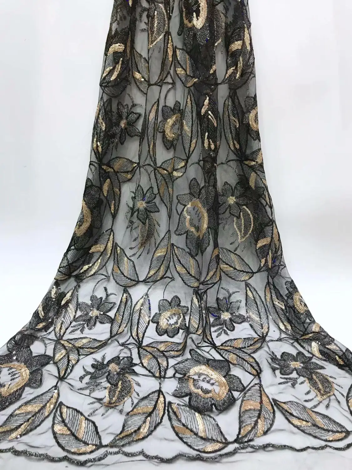 Новинка 2019 розовое золото кружевная ткань французская сетка африканский тюль