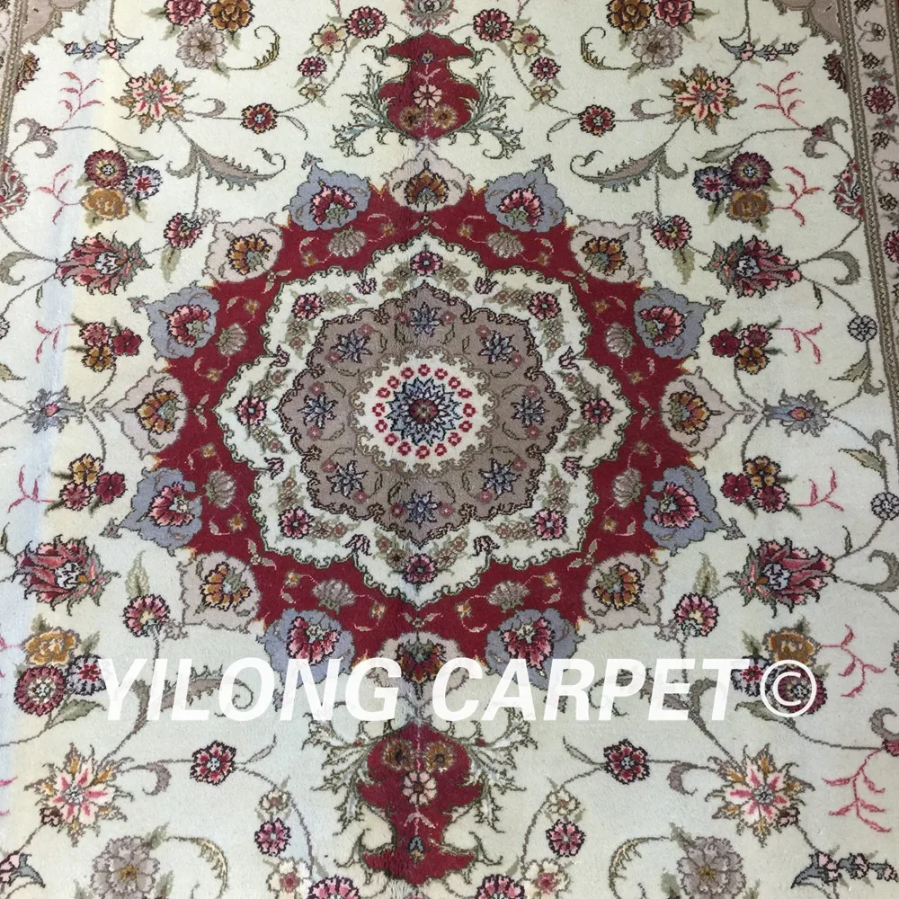Yilong 5'x8' ручной работы персидский красный ковер белый изысканный медальон