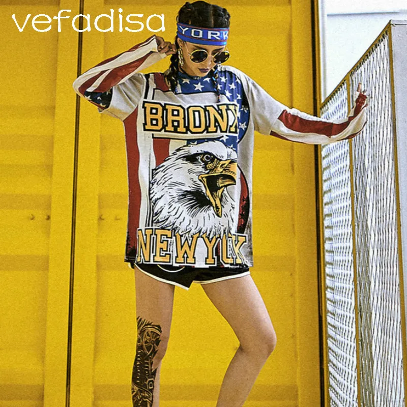 Vefadisa 2020 плюс размер весенние топы с рисунком орла Свободная рубашка для женщин