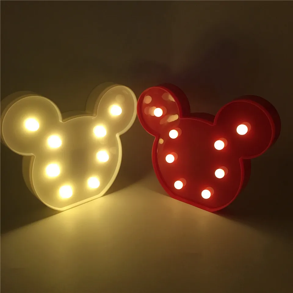 Leedome LED 3D ночник Фламинго кактус Микки форма знаковая лампа аа батарея