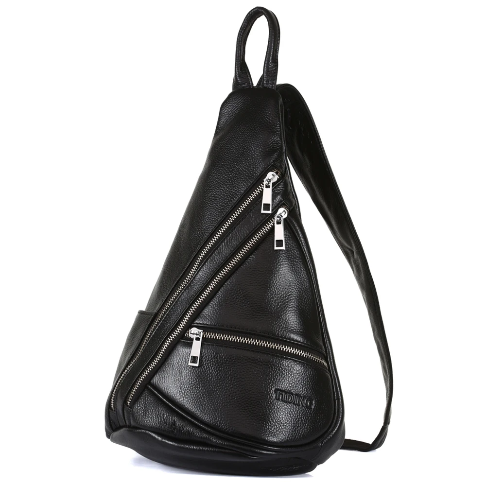 Весть через плечо натуральная кожа сумка мужчин слинг рюкзак водонепроницаемый