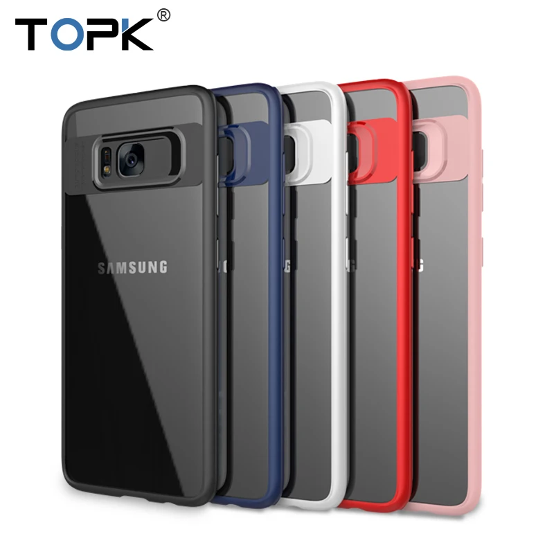 For Samsung S8 Plus Case Topk Ultra-thin Anti-drop Clear Tempered Glass &amp Silicone 2-IN-1 Phone for Galaxy |