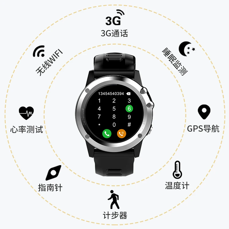 EnohpLX H1 android 4 Смарт часы водонепроницаемые 1 39 дюймов mtk6572 SmartWatch телефон Поддержка 3g