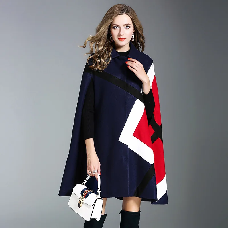 Dark Blue Новая зимняя мода свободная клетчатая Шаль Высокое качество Мода Элегантный отложной воротник однобортный женский шаль пальто - Цвет: Dark Blue