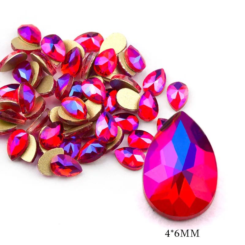 4x6mm drop Светильник Сиам АВ 20 шт./пакет Мода Стекло одежда с камнями украшения с украшением в виде кристаллов полимерные Стразы плоские с оборота бусины для свадьбы личность дизайнерское бисерное - Цвет: 4x6mm drop