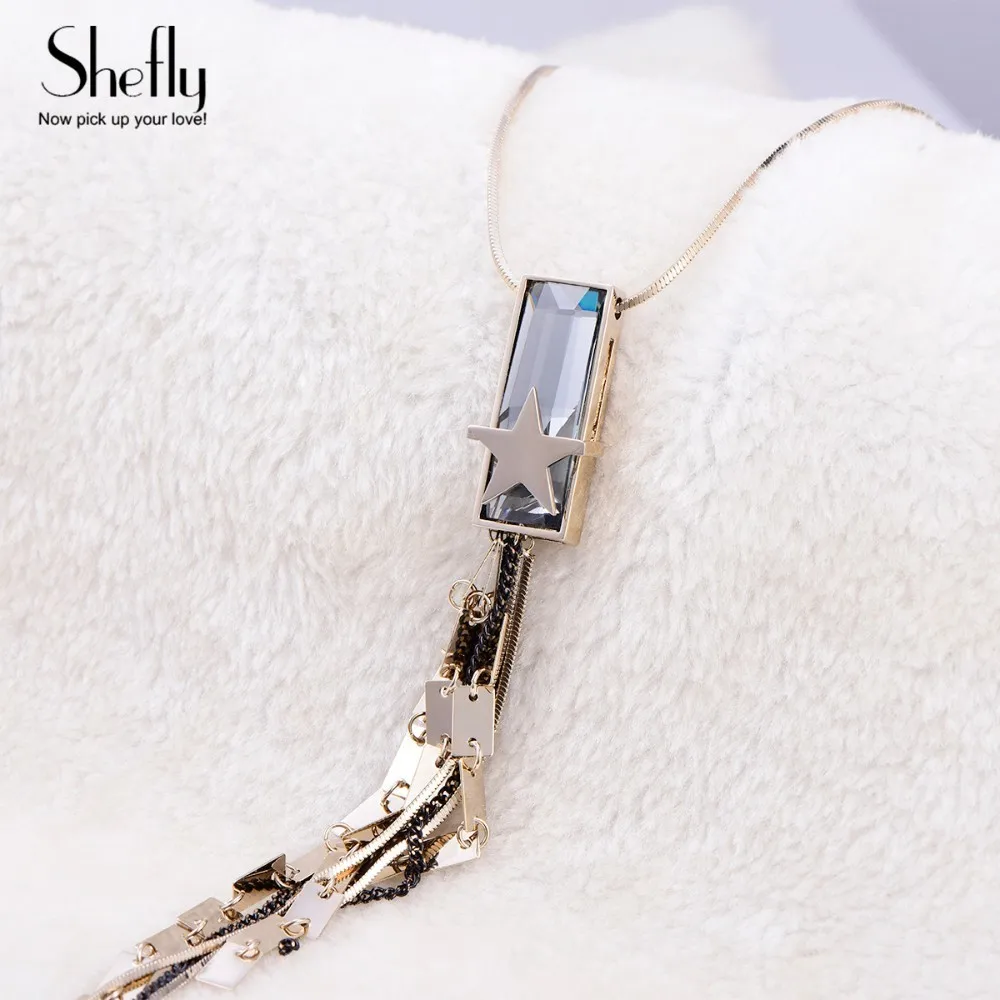 Женские длинные ожерелья с кисточками для женщин простые Стильные блестящие