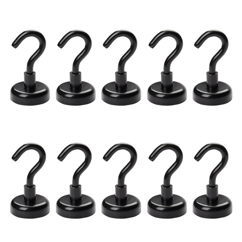 Black Магнитные крюки, 48 фунт Heavy Duty сильный Мощный крепежных крючка(10 шт - Цвет: Black