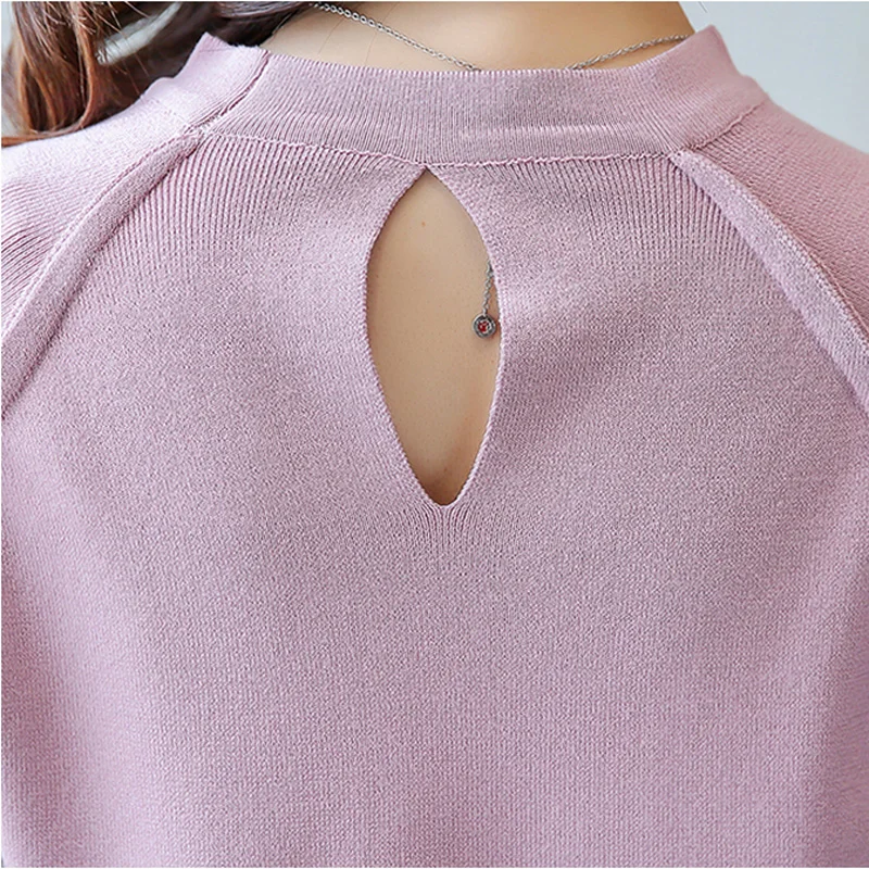 new fashion women short sleeve knitted summer sweater shirt female girls Office Lady o-neck pullover solid color All-match tops | Женская