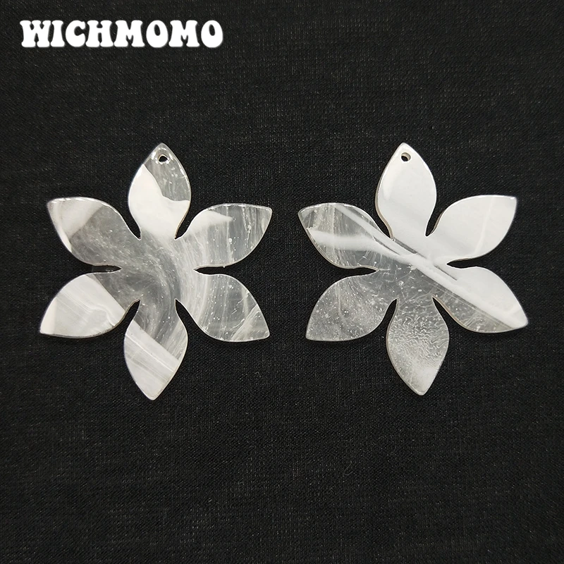 

2021 New 45*38mm 2pieces/bag High Quality Acrylic white Smooth Charms Pendant for DIY Earring Jewelry Making Finding Accessories