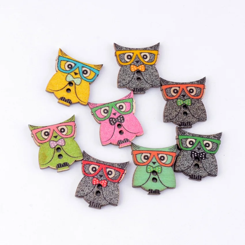 Бесплатная доставка, розничная продажа, 30 шт., планшетофон с двумя отверстиями, с изображением животных, дерева, швейные пуговицы для скрапбукинга 21x25 мм