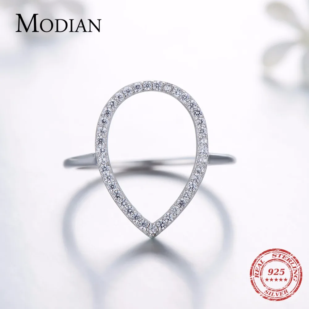 Modian Новая мода Instagram груша капли воды классические ювелирные изделия, обручальное кольцо сверкающие 925 пробы серебряные кольца для женщин