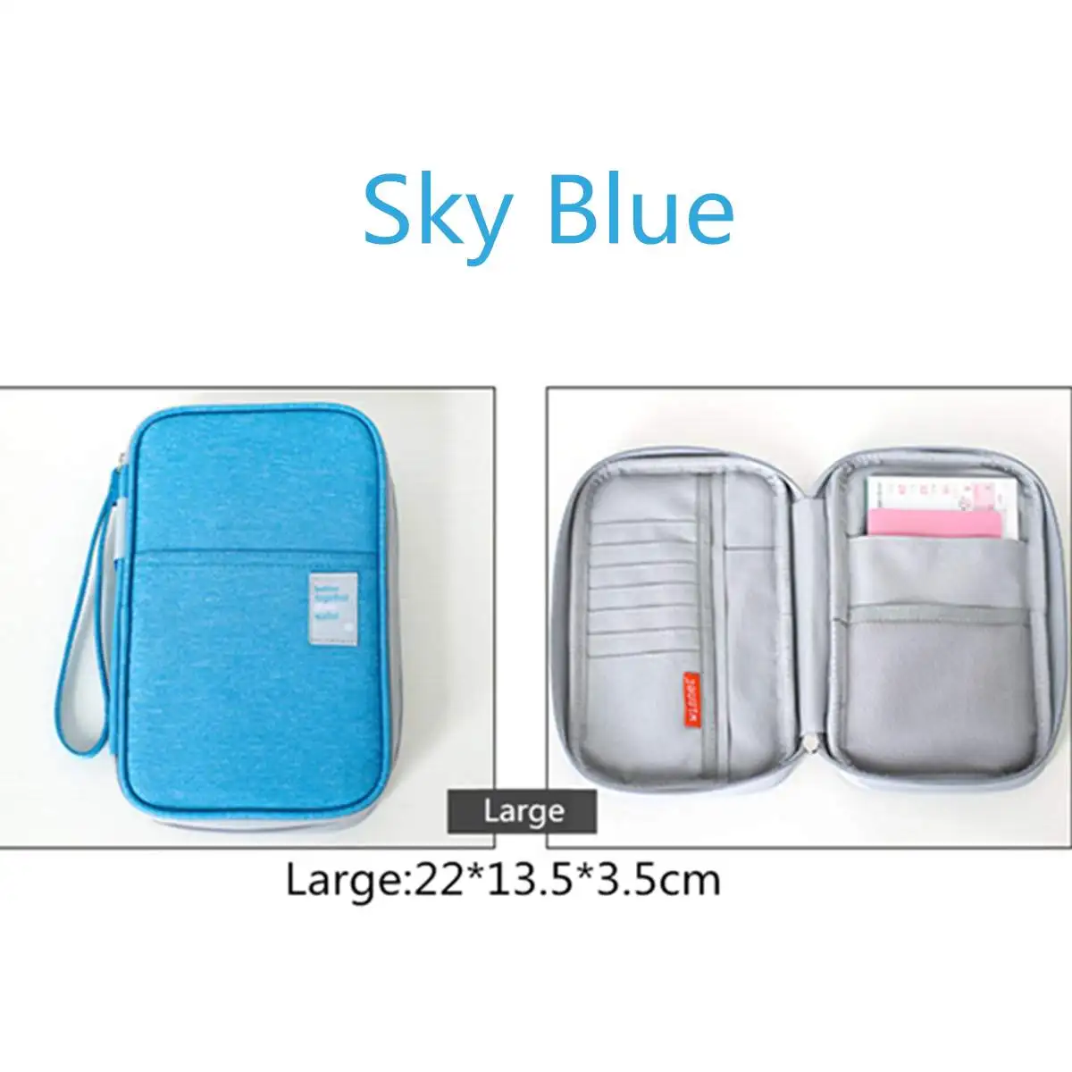 sky blue L RFID Blocking Passport Holder Waterproof Travel Wallet Credit Card Wallets Organizer Travel Accessories Document Bag Cardholder - Цвет: sky blue L