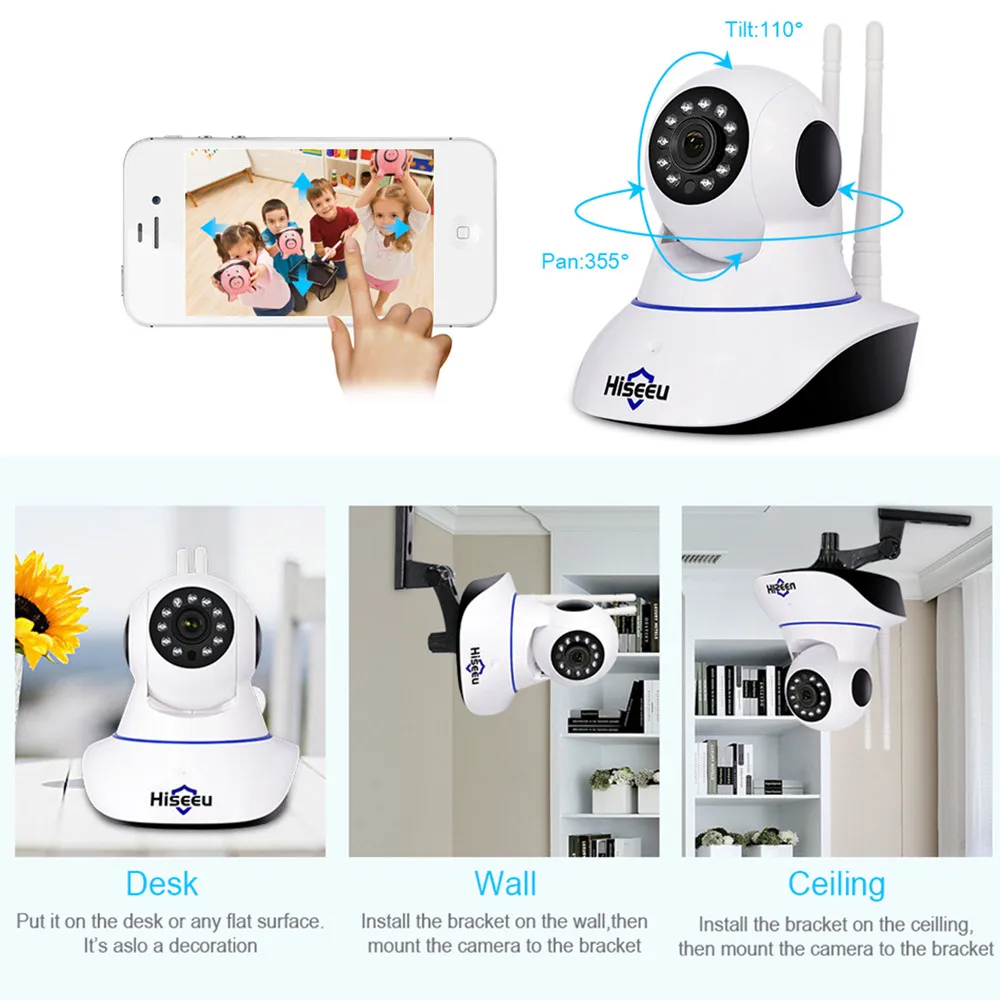 Новейшая Hiseeu FH1C 1080 P ip камера ночного видения беспроводная домашняя безопасности