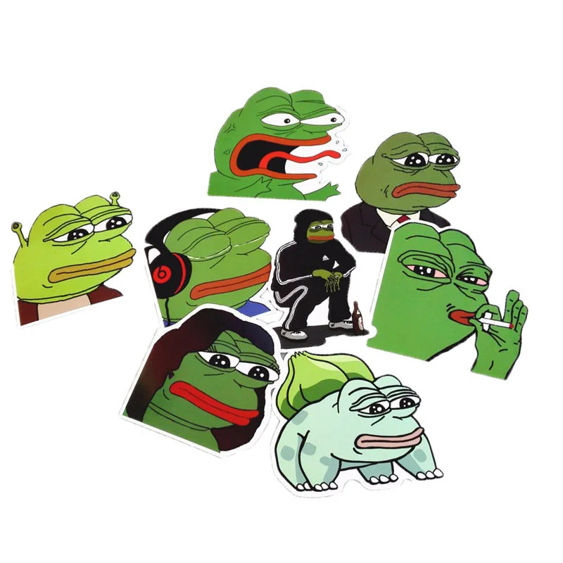 8 шт./лот Pepe Sad Лягушка забавная наклейка для автомобиля ноутбука багаж скейтборд мотоцикл сноуборд телефон наклейка игрушка наклейка s