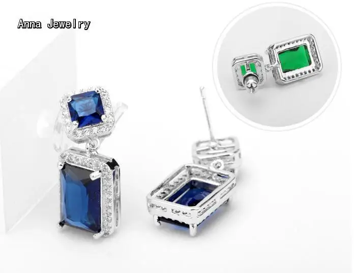 Элегантные длинные квадратные зеленые серьги в виде драгоценных камней