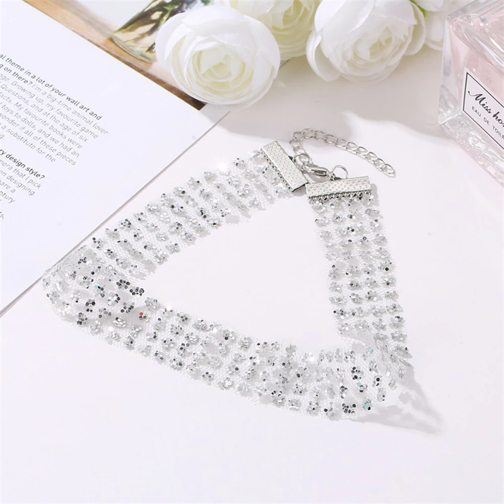 Модное Сетчатое ожерелье с блестками для женщин и девушек цепочка ключиц