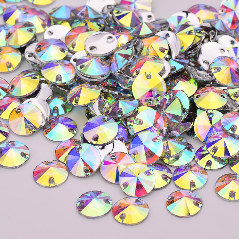 JUNAO высокое качество 10 12 16 18 мм для шитья красные AB стразы из смолы с плоской