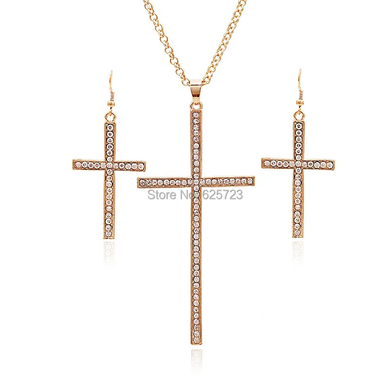 Free shipping the new promotion high-end crystal set belief jewelry fashion necklace cross sweater chain wholesale RC7074 | Украшения и