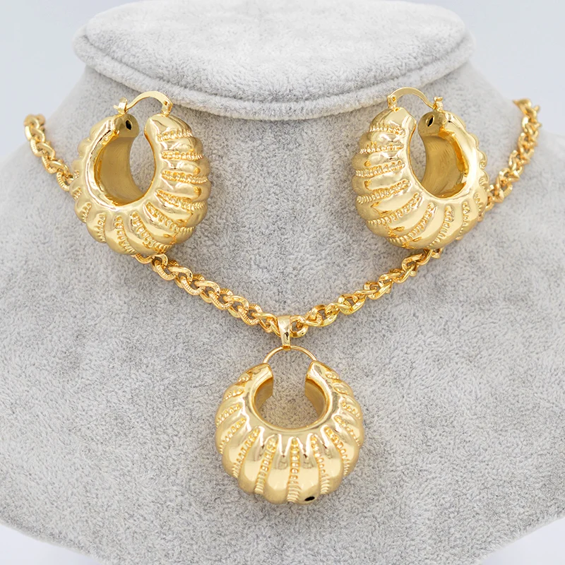Sunny Jewelry большой обруч Женские Ювелирные наборы серьги кулон медь вечерние