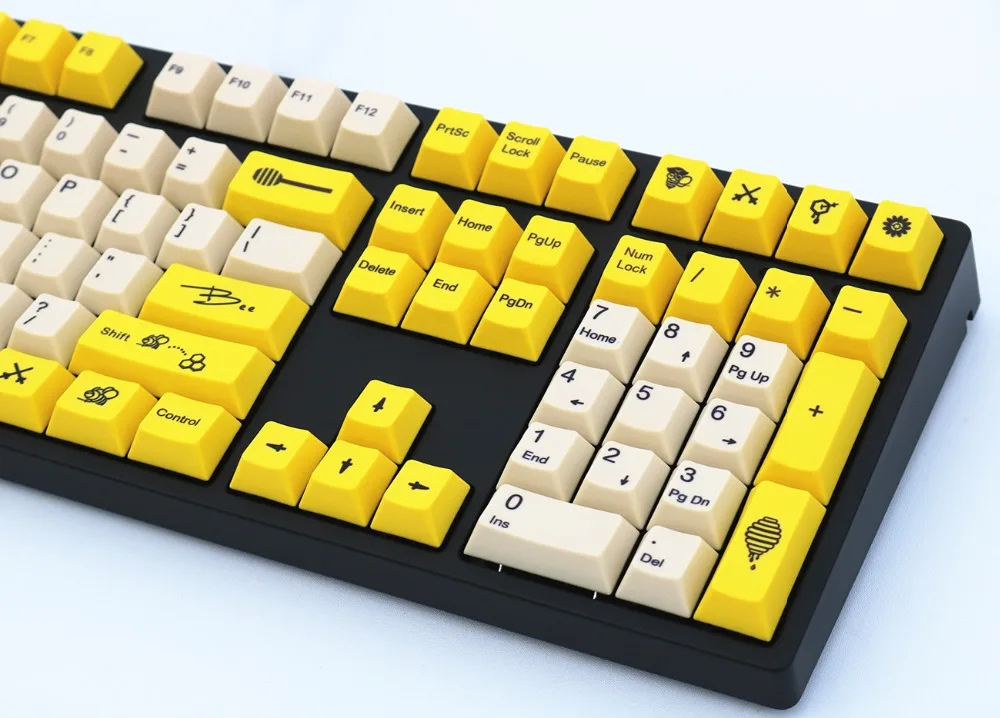 Пчелиный желтый/белый 108/130 клавиш красящий сублимированный pbt keycap для