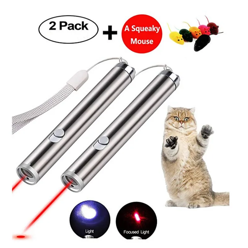 LEDGLE 2 шт./лот 2-в-1 лазерная указка игрушка для кошек многоцелевая обучающая
