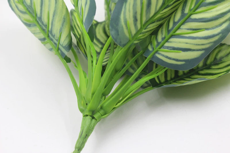 Искусственные растения calathea, пластиковые листья, белые листья павлина, трава, букет для дома, свадьбы, магазина, зеленые украшения стен
