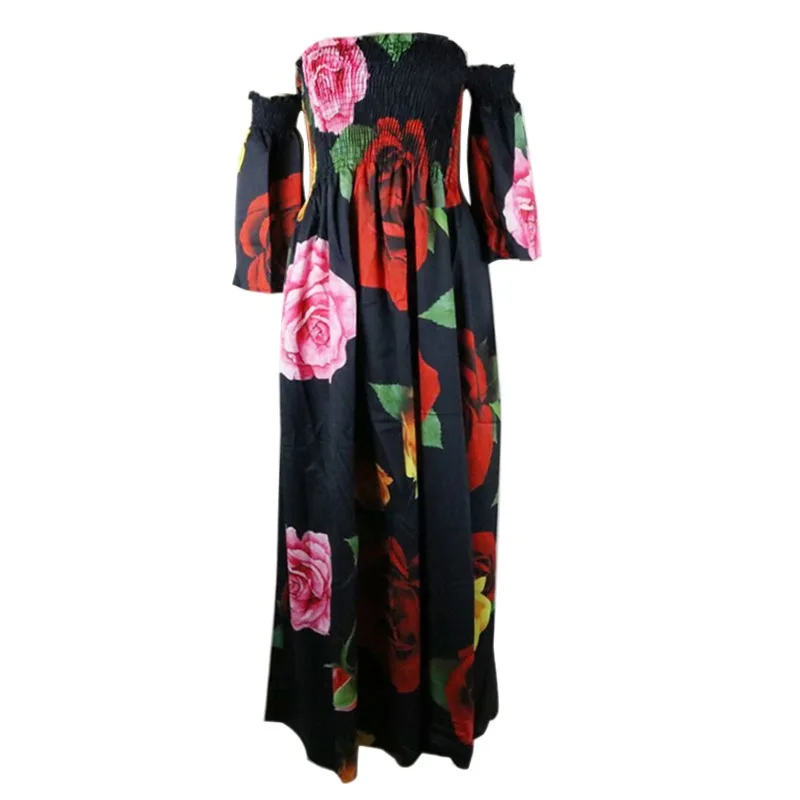 Женское платье с цветочным принтом Boho повседневное пляжное винтажное в пол