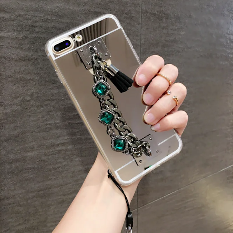 Fashion Diamond bracelet chain tassel mirror phone case cover For Xiaomi Redmi 6 8 note 4 4X 4A 5A note5A pro | Мобильные телефоны