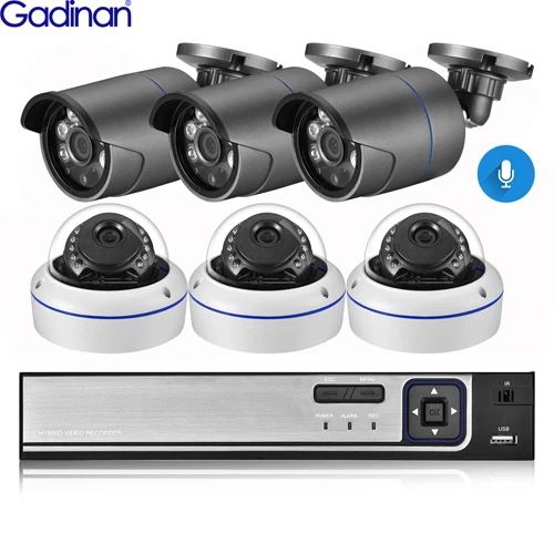 8CH NVR and 6 Camera Gadinan 8CH 4MP POE камера безопасности комплект системы H.265 4MP аудио IP камера ИК Открытый водонепроницаемый CCTV видео наблюдения NVR комплект - Цвет: 8CH NVR and 6 Camera