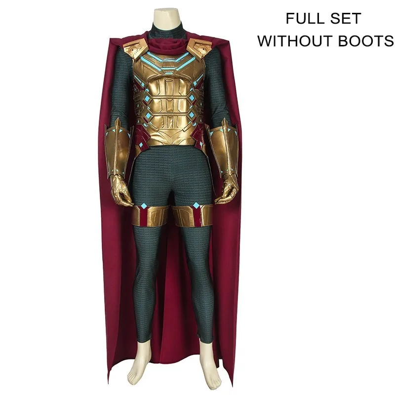 without boots Marvel Человек-паук: вдали от дома Mysterio костюм Квентин Бек Человек-паук Косплей Взрослый Хэллоуин плащ жилет сапоги комбинезон - Цвет: without boots
