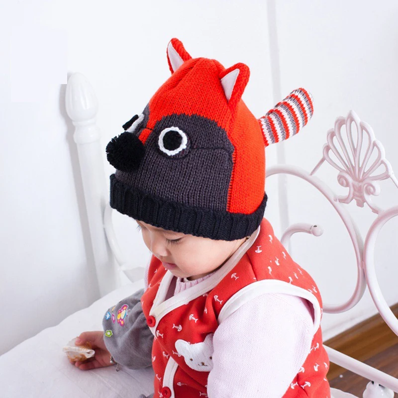 Детские шапки с рисунком лисы шапочки-бини для малышей вязаные крючком чепчик