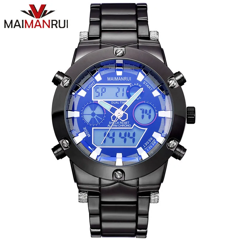 Бренд MAIMANRUI мужские наручные часы цифровые многофункциональные