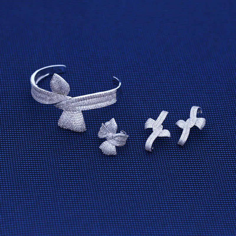 Топ новый большой Размеры AAA + кубический циркон серьги ожерелье кольцо Ювелирные