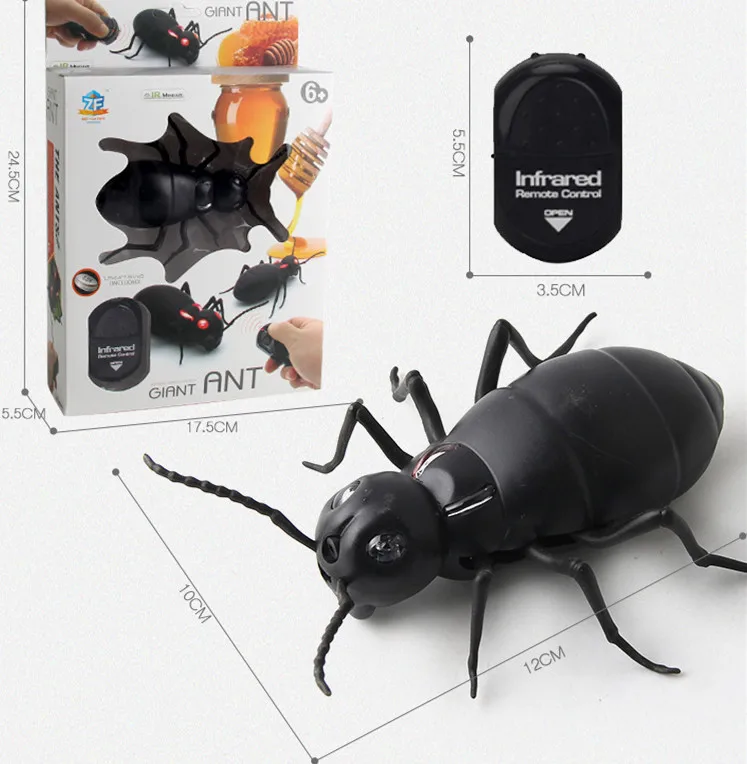 Ant with box Таракан на радиоуправлении Игрушка пульт дистанционного управления макет поддельные шалость насекомые шутка страшные хитрые игрушки жуки Хэллоуин Рождество ужасающая игрушка для детей девочка - Цвет: Ant with box