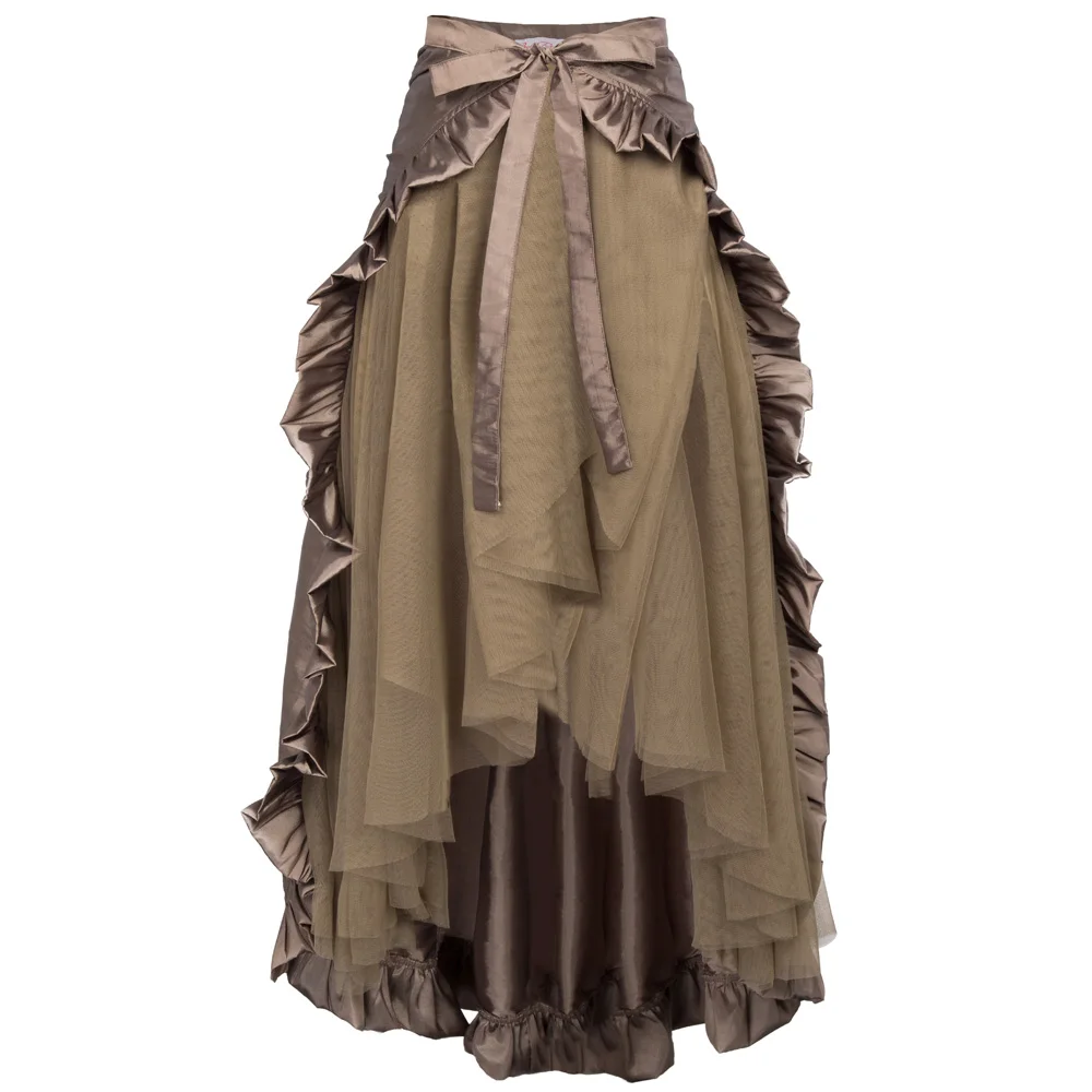 beaver skirt 2 Женский костюм стимпанк, одежда, плиссированная юбка в стиле бурлеск, Ретро стиль, высокая талия, длинные макси юбки, лето, юбка в стиле панк, готика - Цвет: beaver skirt 2