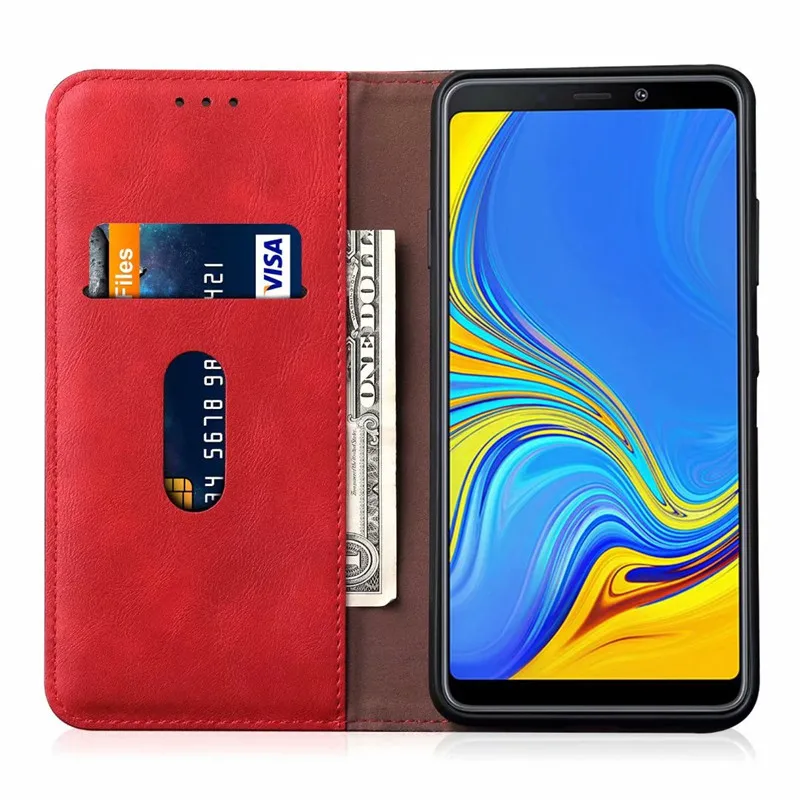 Чехол для samsung Galaxy A6 A8 плюс A7 A9 2018 класса люкс из искусственной кожи чехол-бумажник