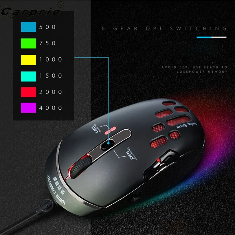 

CARPRIE Cool Pro Wired Gaming Mouse 5D JOYSTICK 4000DPI 7 Buttons Ergonomic USB Computer Gamer Mice 90523