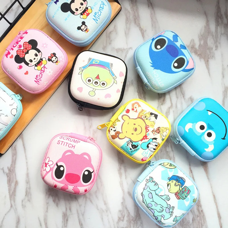 Disney для женщин монета пакет Микки мышь сумка Kawaii мультфильм стежка мини-молния маленькая монета сумки ключ наушники коробка для хр