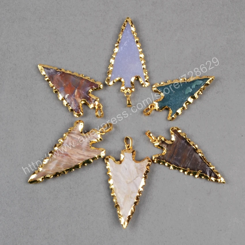 BOROSA 5 шт./лот Золото Цвет грубые натуральные драгоценные камни резной наконечник