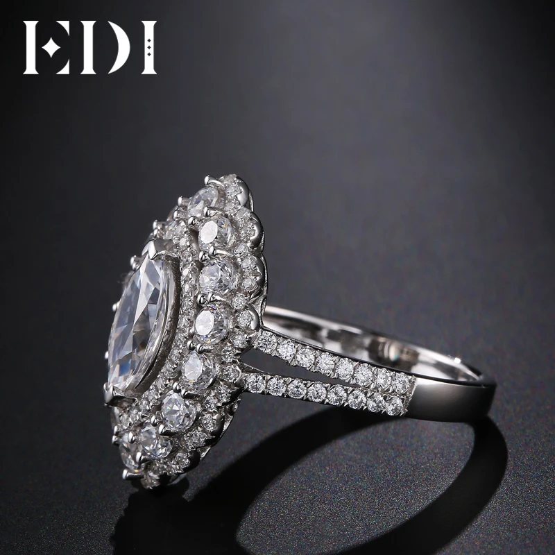 EDI роскошное кольцо с алмазом из белого золота 14 к 585 пробы 1ct маркизой для женщин