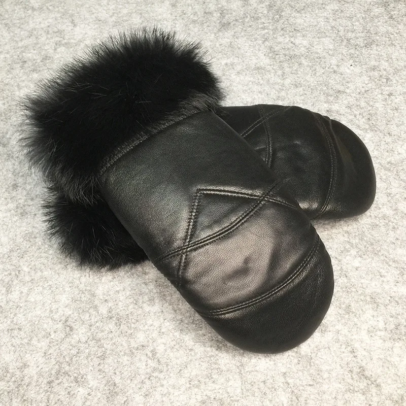 High Quality Women Sheepskin Gloves Genuine Leather Glove Women For Male Winter Mittens Outdoor skiing Warm Thermal Gloves
