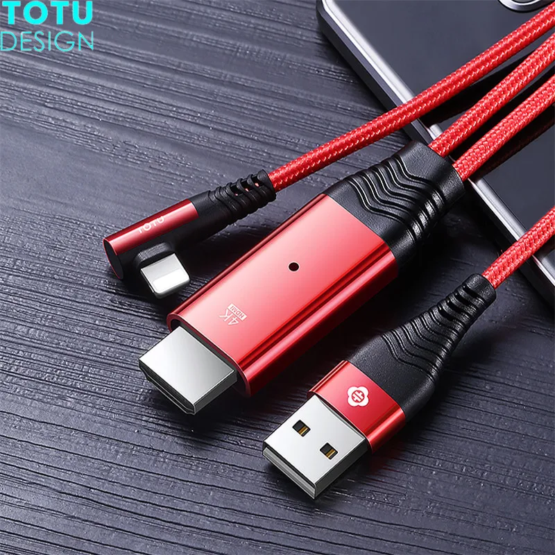 TOTU для линейного адаптера радиус к HDMI iPhone x 6 7 8 xs max ipad 3 m адаптер кабель 4K TV AV видео