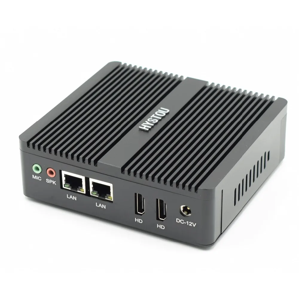 HYSTOU четырехъядерный N3160 безвентиляторный мини-ПК Windows 10 Dual NIC wifi Linux Pfsense маршрутизатор брандмауэр сервер AES-NI поддержка i7 5550U