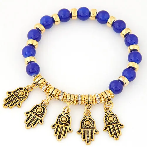 Хамса браслет ручной работы из бусин растягивающийся маленький кулон Lucky Evil Eye